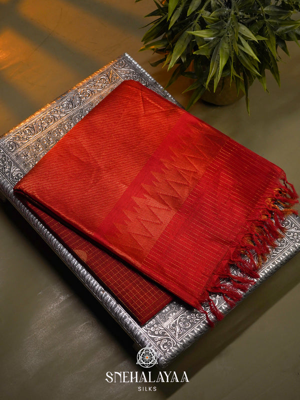 Brown Kanchi Silk Cotton Saree