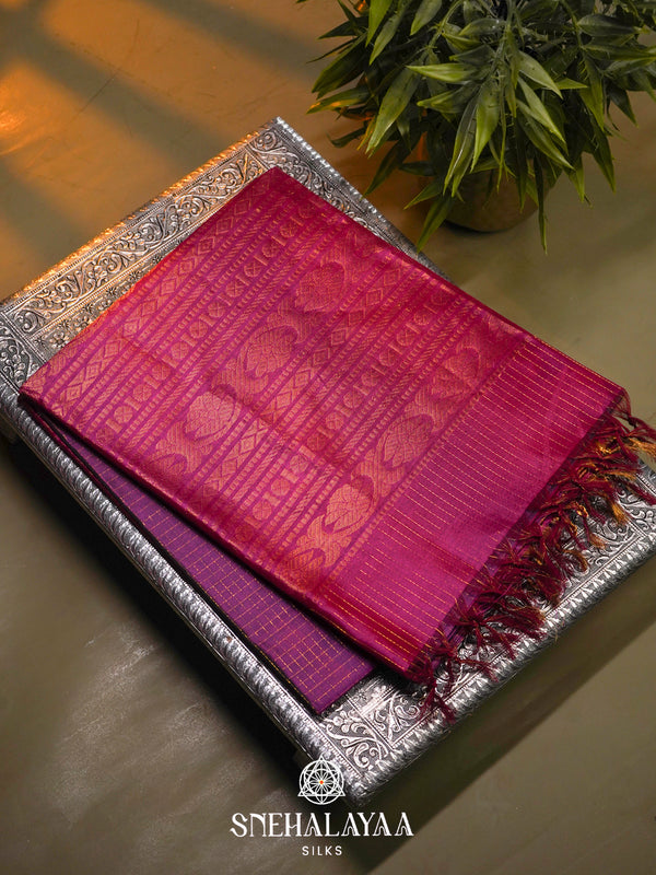 Lavender Kanchi Silk Cotton Saree