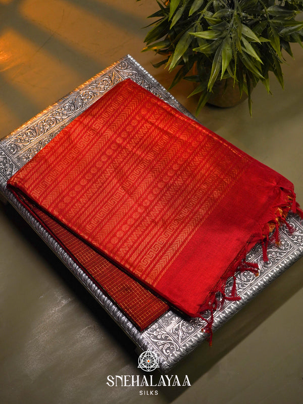 Brown Kanchi Silk Cotton Saree