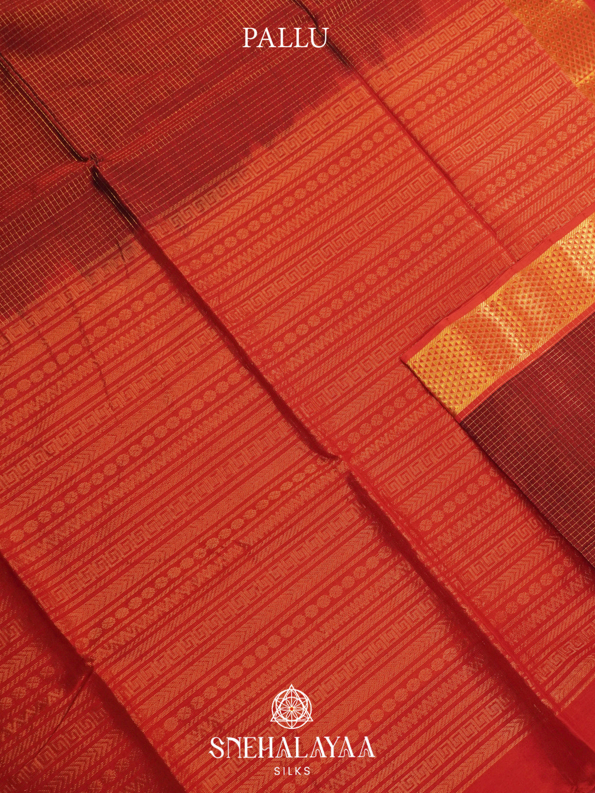 Brown Kanchi Silk Cotton Saree
