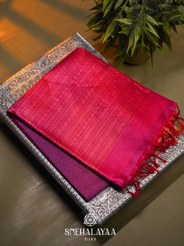Violet Kanchi Silk Cotton Saree
