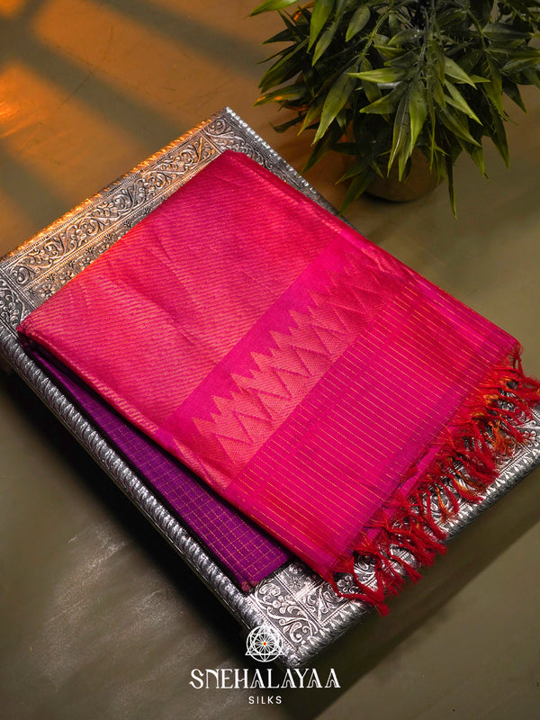 Lavender Kanchi Silk Cotton Saree