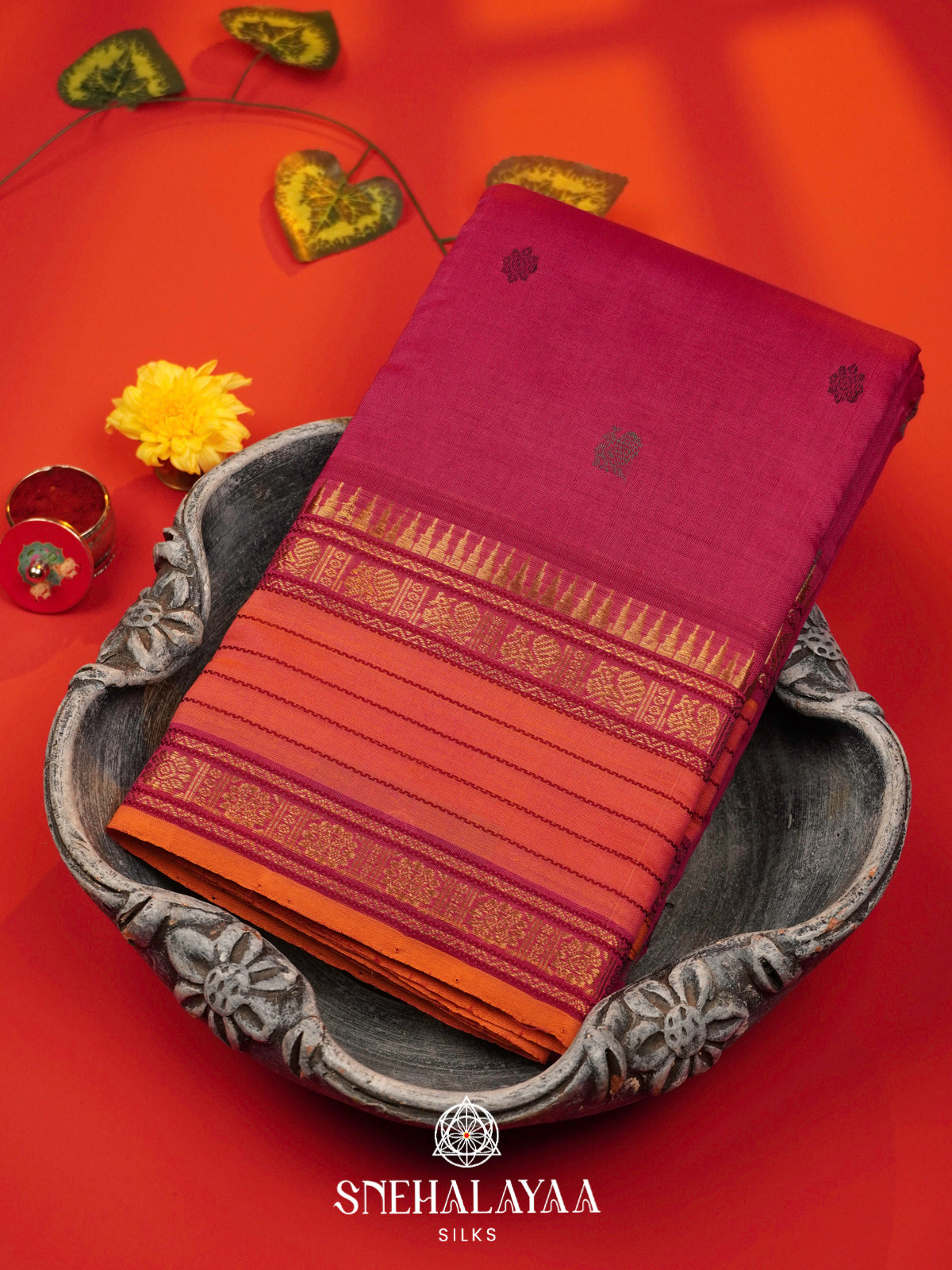 Magenta Kanchi Silk Cotton Saree