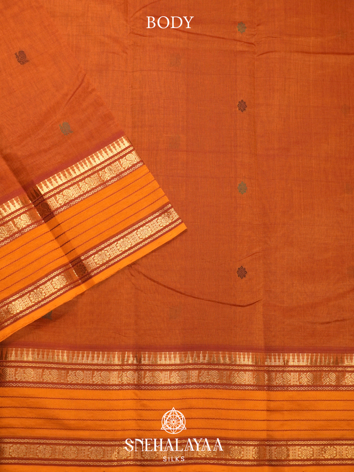 Orange Kanchi Silk Cotton Saree