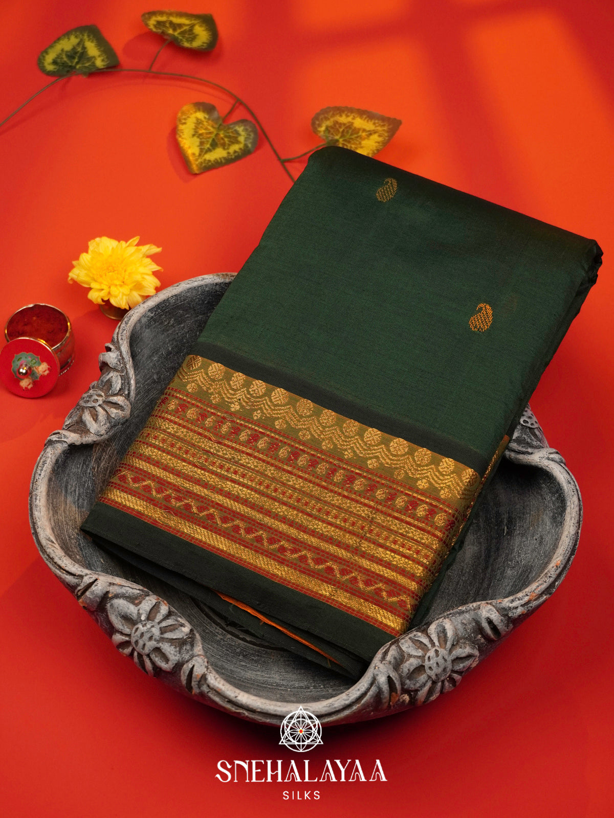 Green Kanchi Silk Cotton Saree