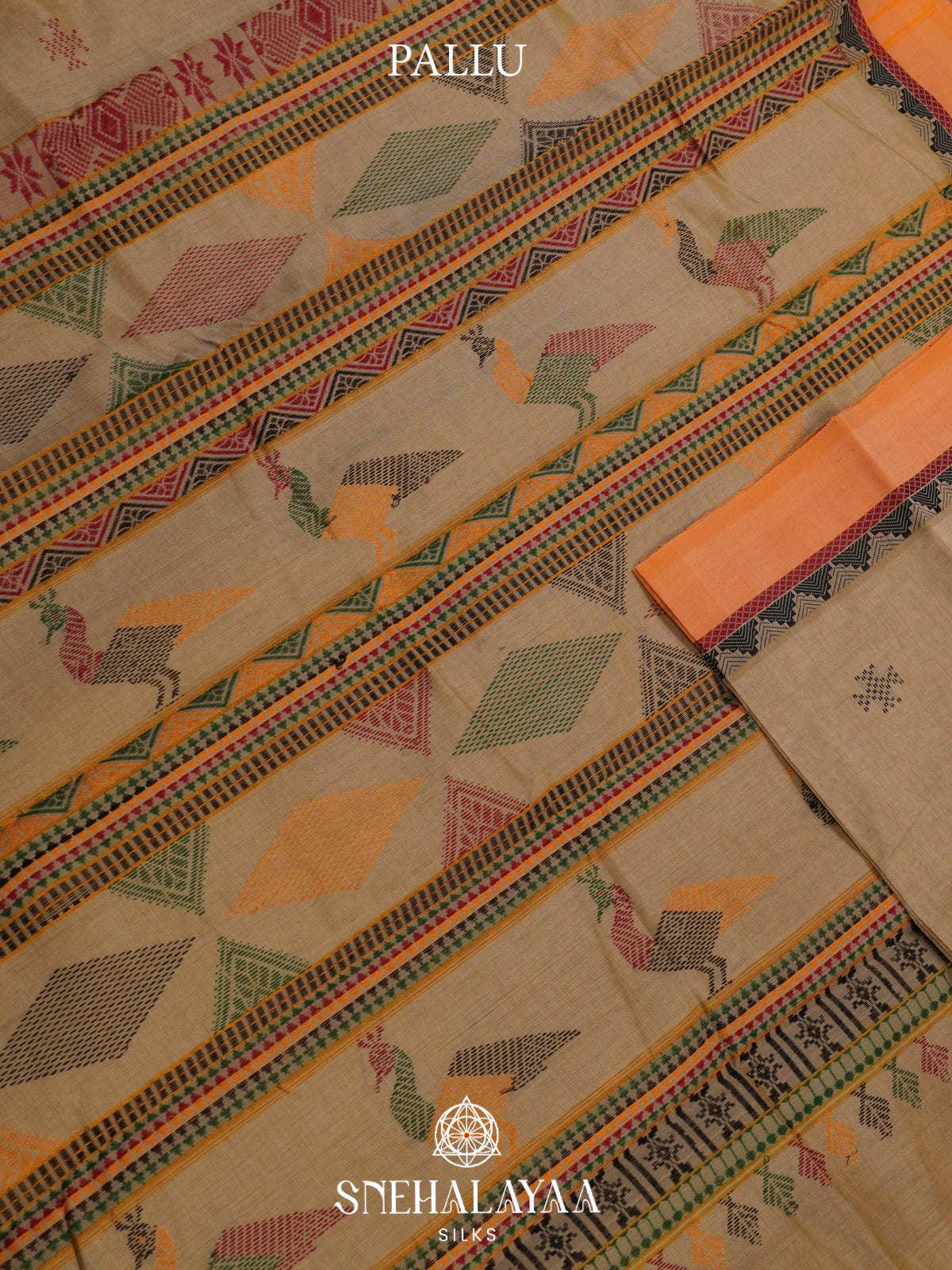 Beige Kanchi Silk Cotton Saree