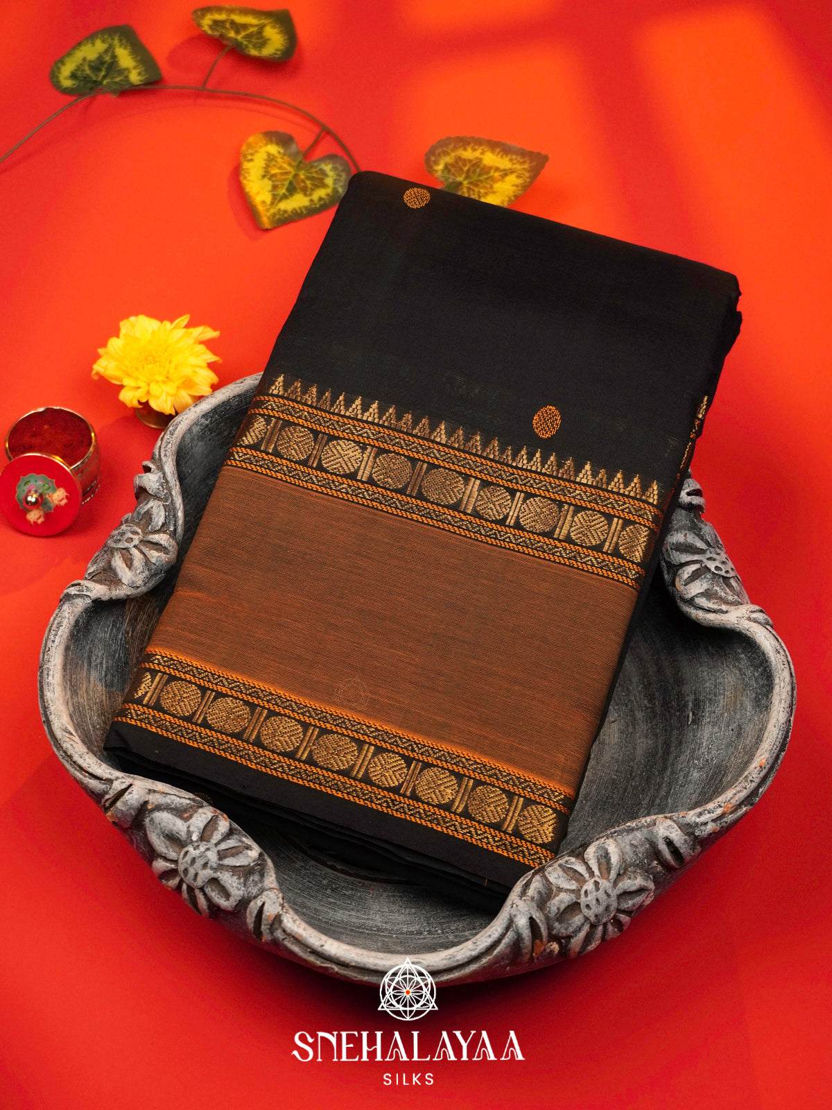 Black Kanchi Silk Cotton Saree