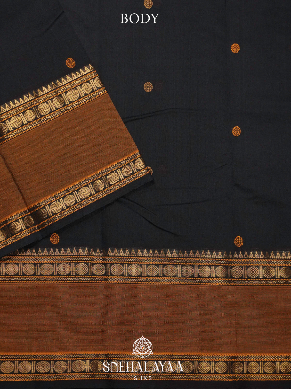 Black Kanchi Silk Cotton Saree