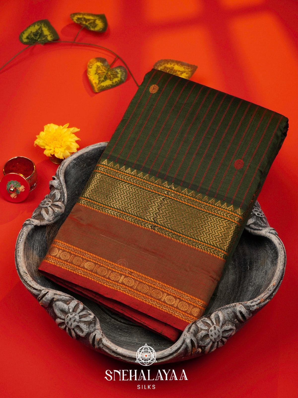 Green Kanchi Silk Cotton Saree