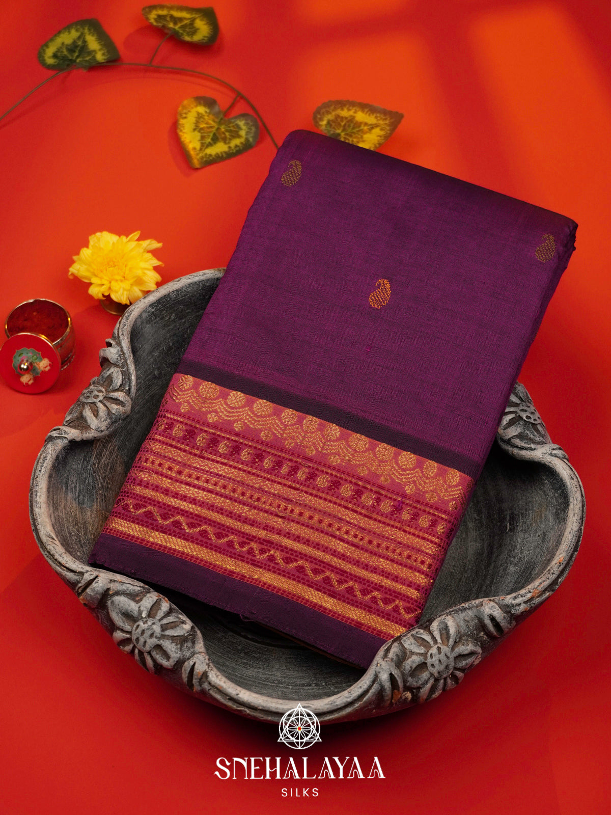 Purple Kanchi Silk Cotton Saree