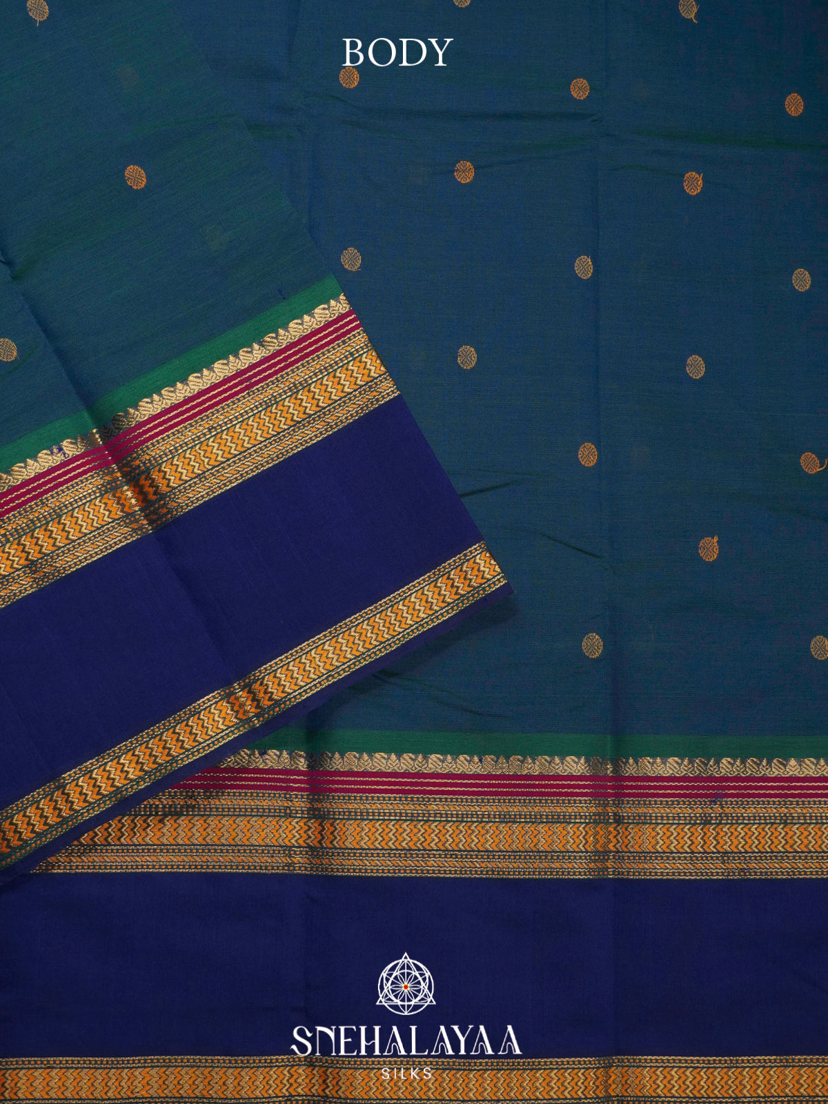 Peacock Blue Kanchi Silk Cotton Saree