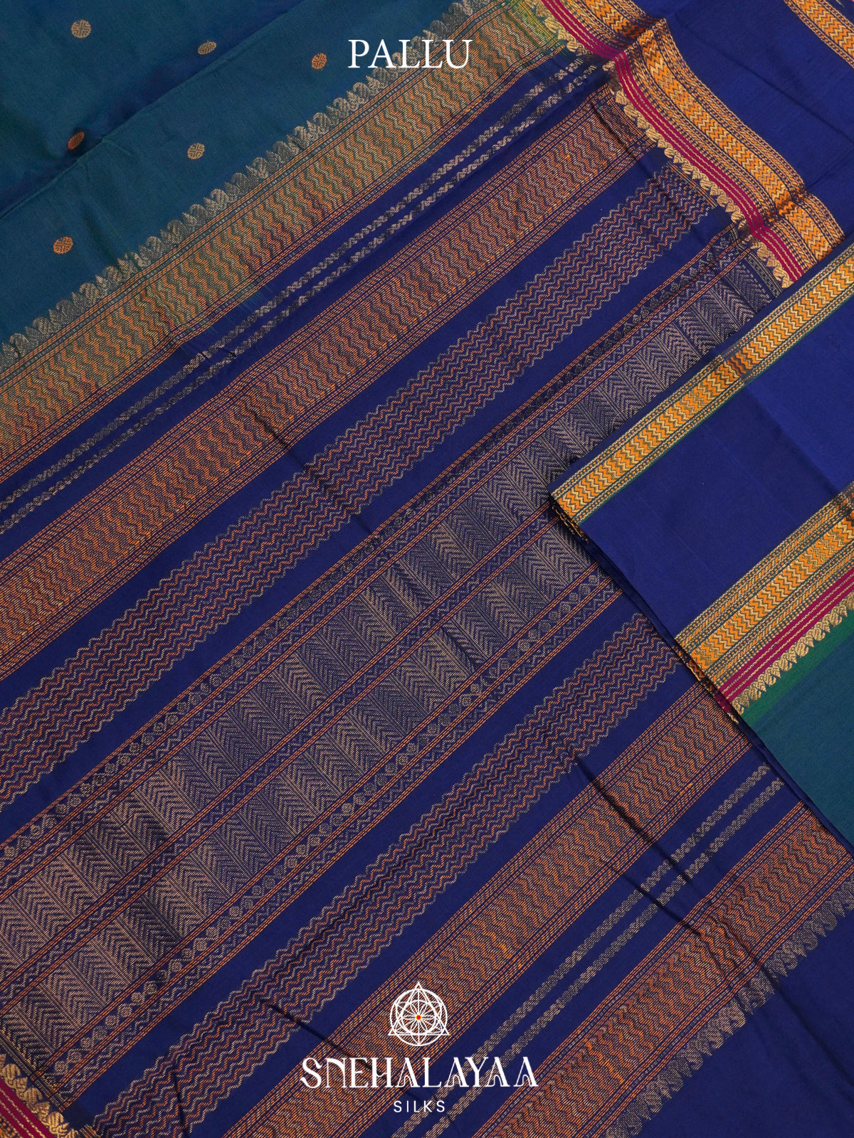 Peacock Blue Kanchi Silk Cotton Saree
