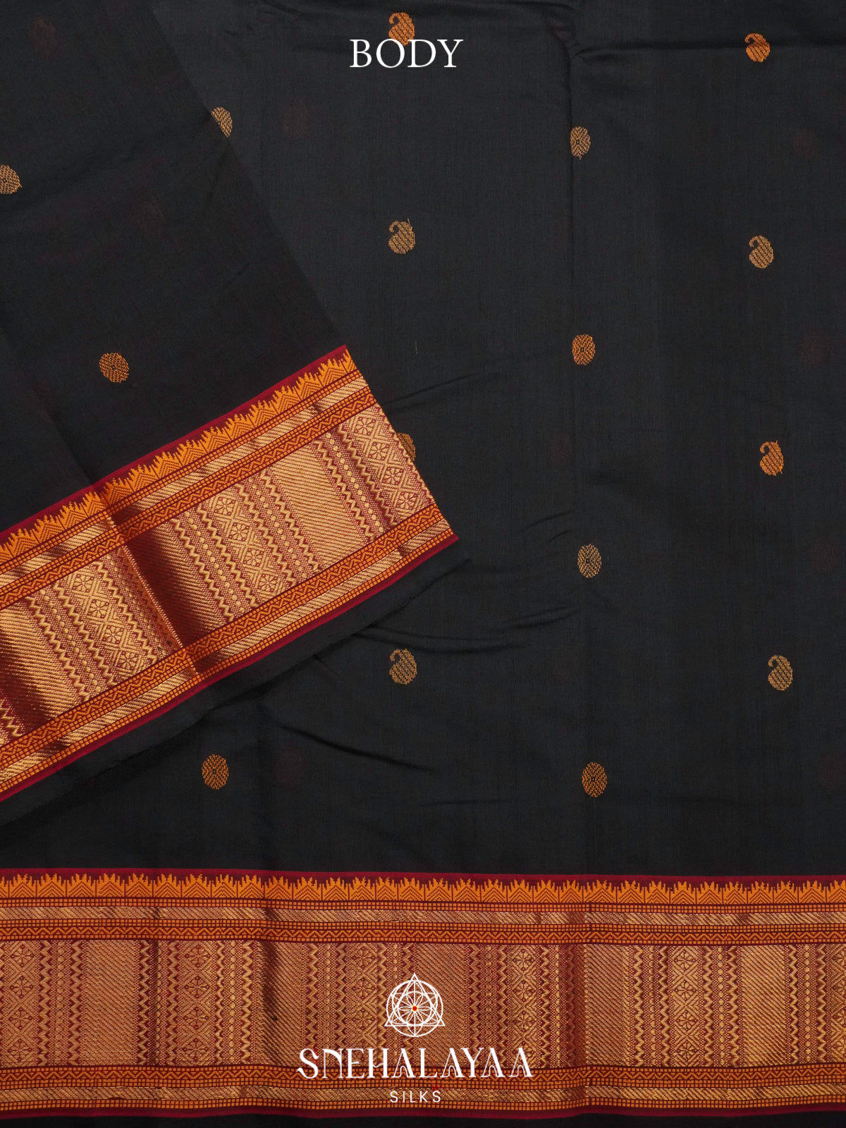 Black Kanchi Silk Cotton Saree