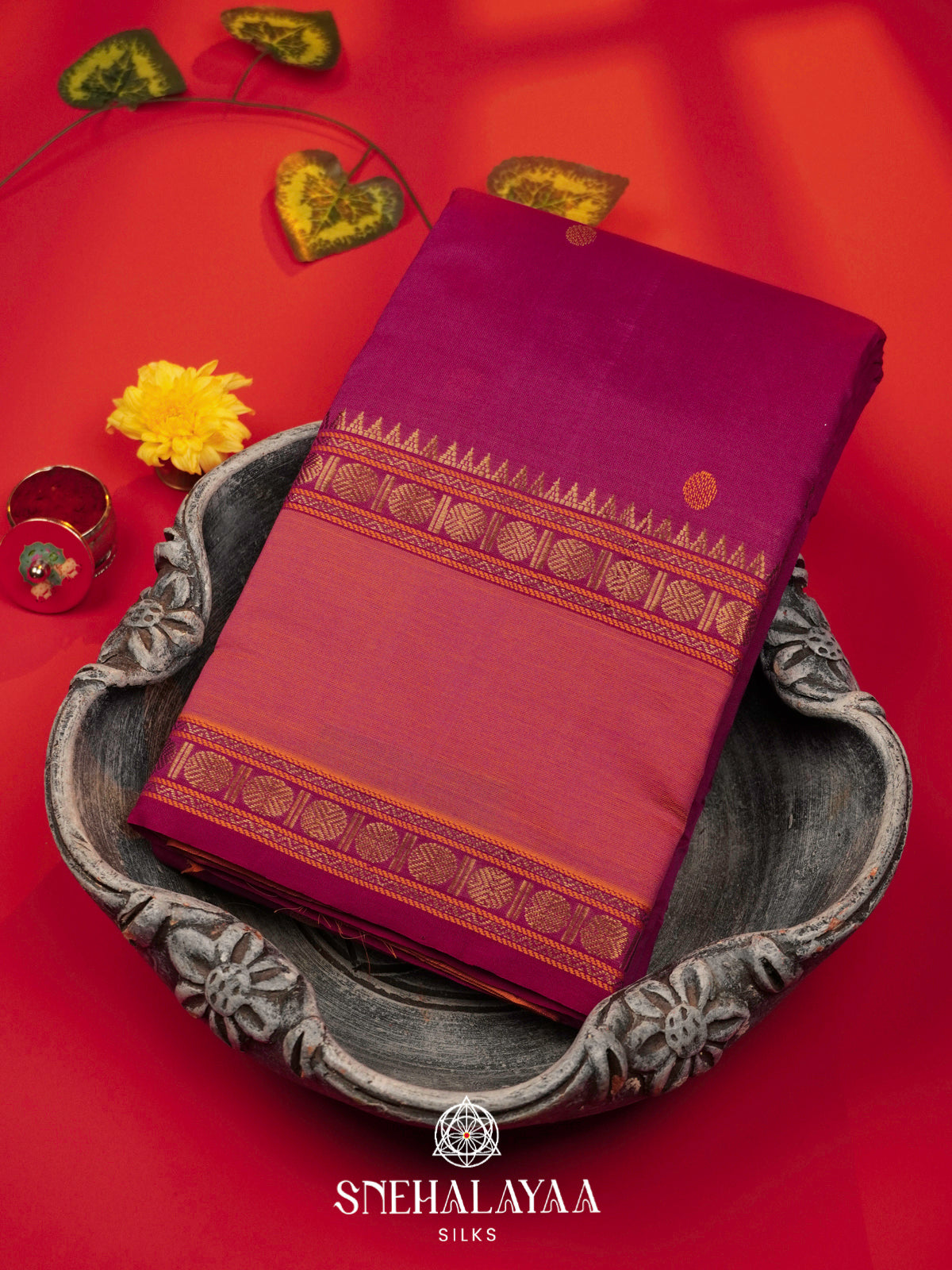 Magenta Kanchi Silk Cotton Saree