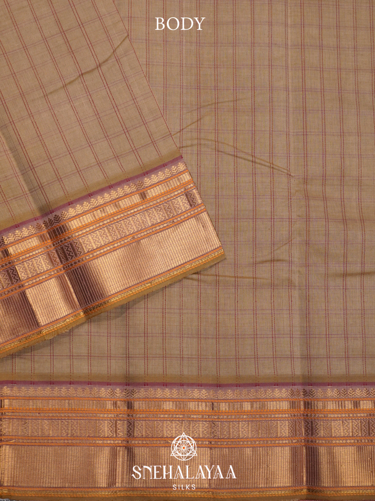 Beige Kanchi Silk Cotton Saree