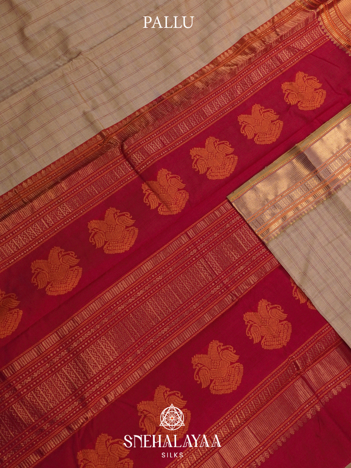 Beige Kanchi Silk Cotton Saree