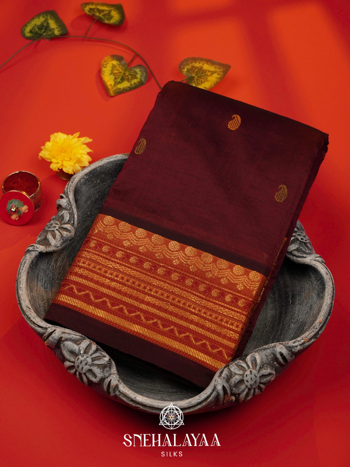 Burgundy Kanchi Silk Cotton Saree