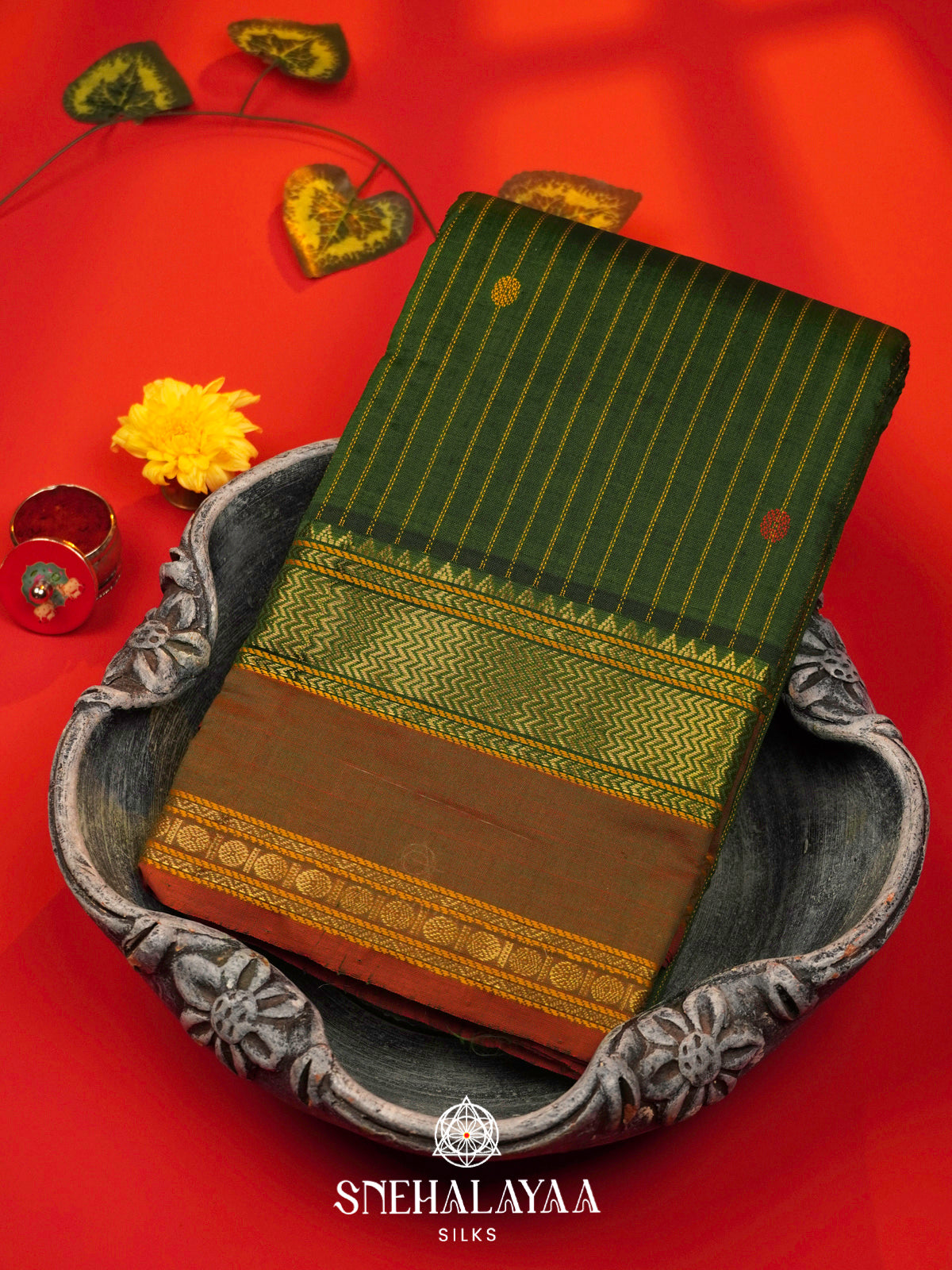 Bottle Green Kanchi Silk Cotton Saree