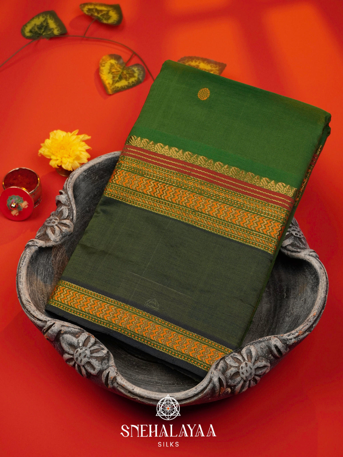 Forest Green Kanchi Silk Cotton Saree