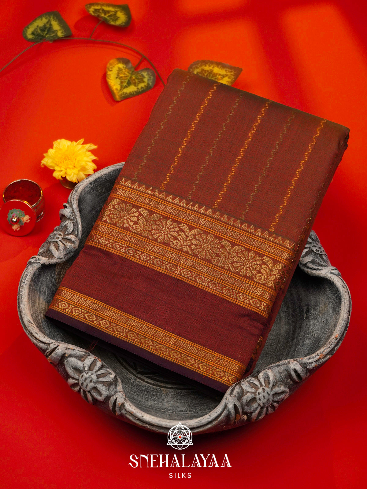 Terracotta Kanchi Silk Cotton Saree