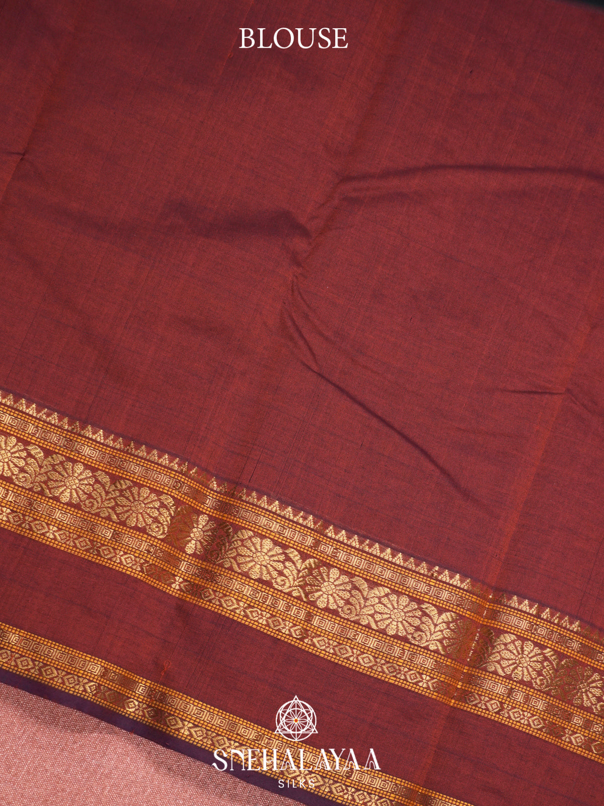 Terracotta Kanchi Silk Cotton Saree