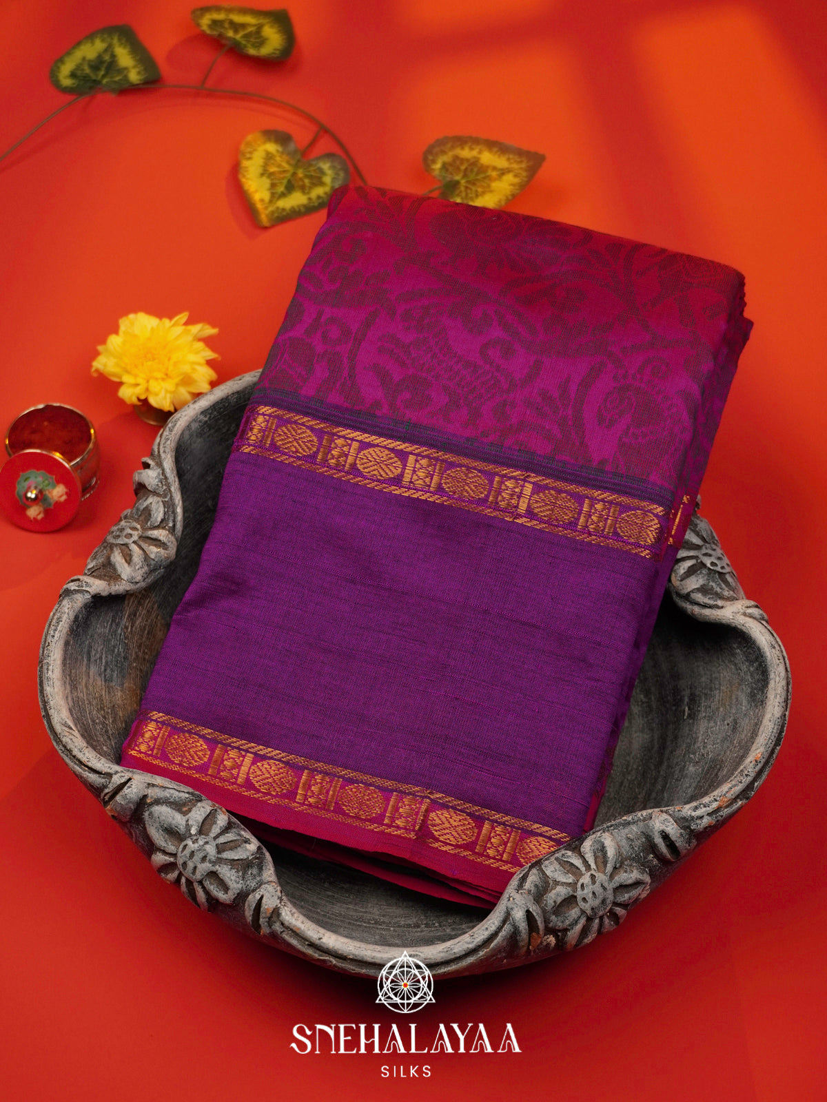 Magenta Kanchi Silk Cotton Saree