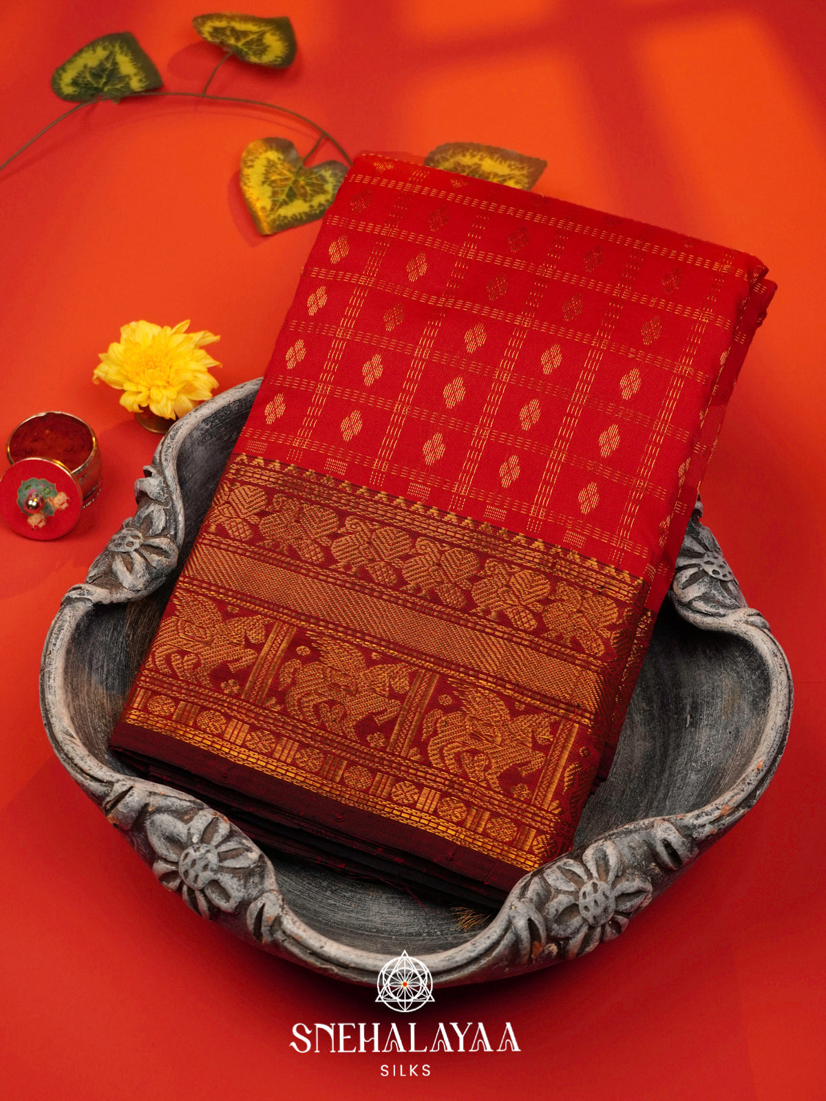Red Kanchi Silk Cotton Saree