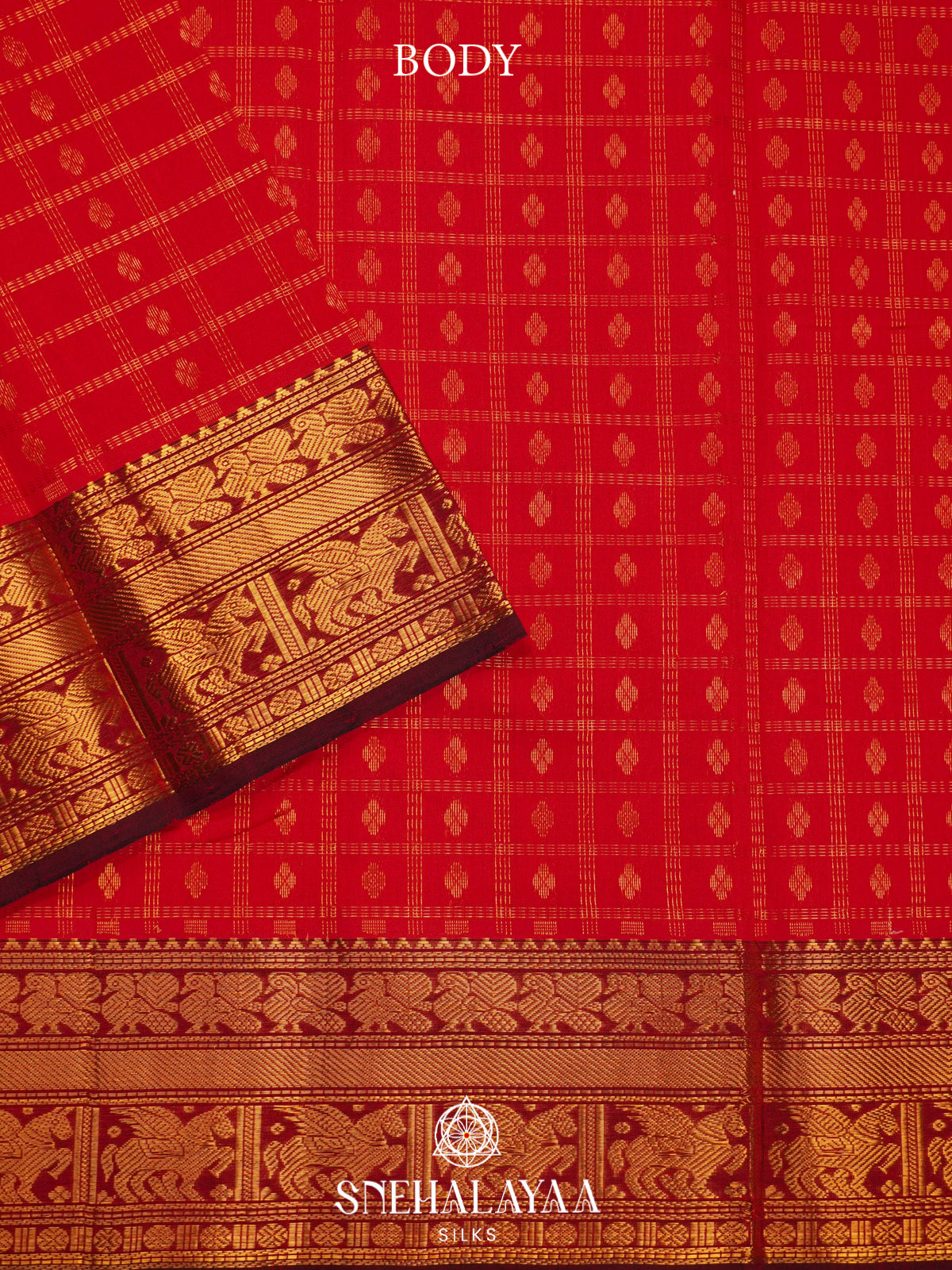 Red Kanchi Silk Cotton Saree