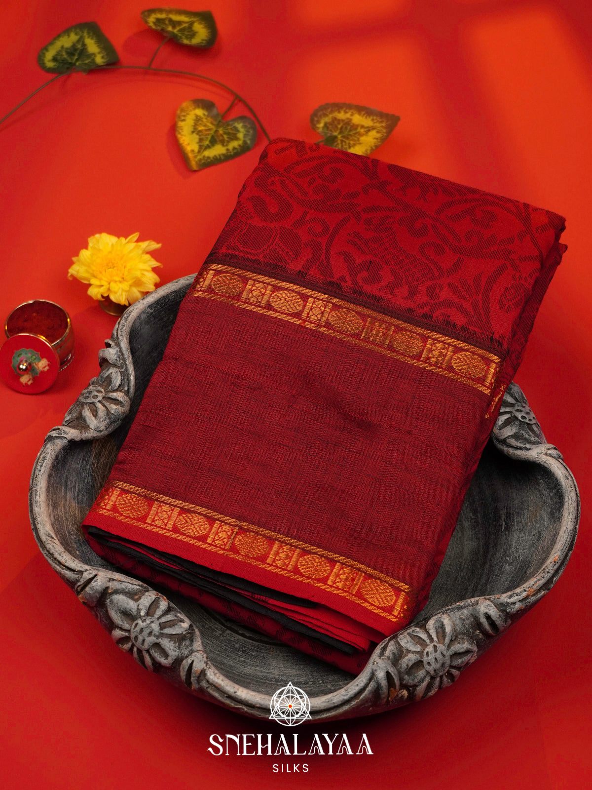 Sindoor Red Kanchi Silk Cotton Saree