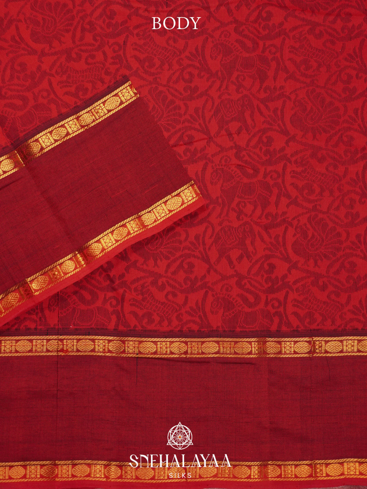 Sindoor Red Kanchi Silk Cotton Saree