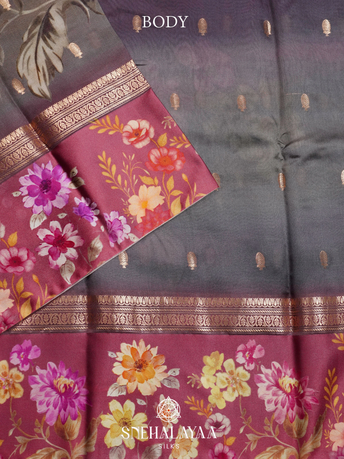 Black Raw Silk Saree