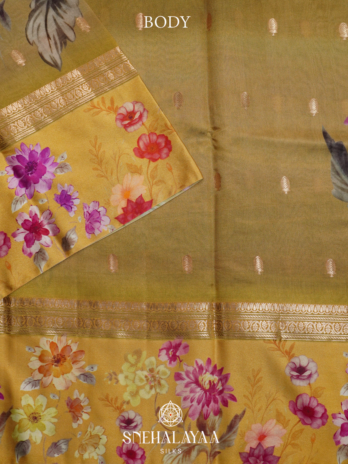 Mehendi Green Raw Silk Saree