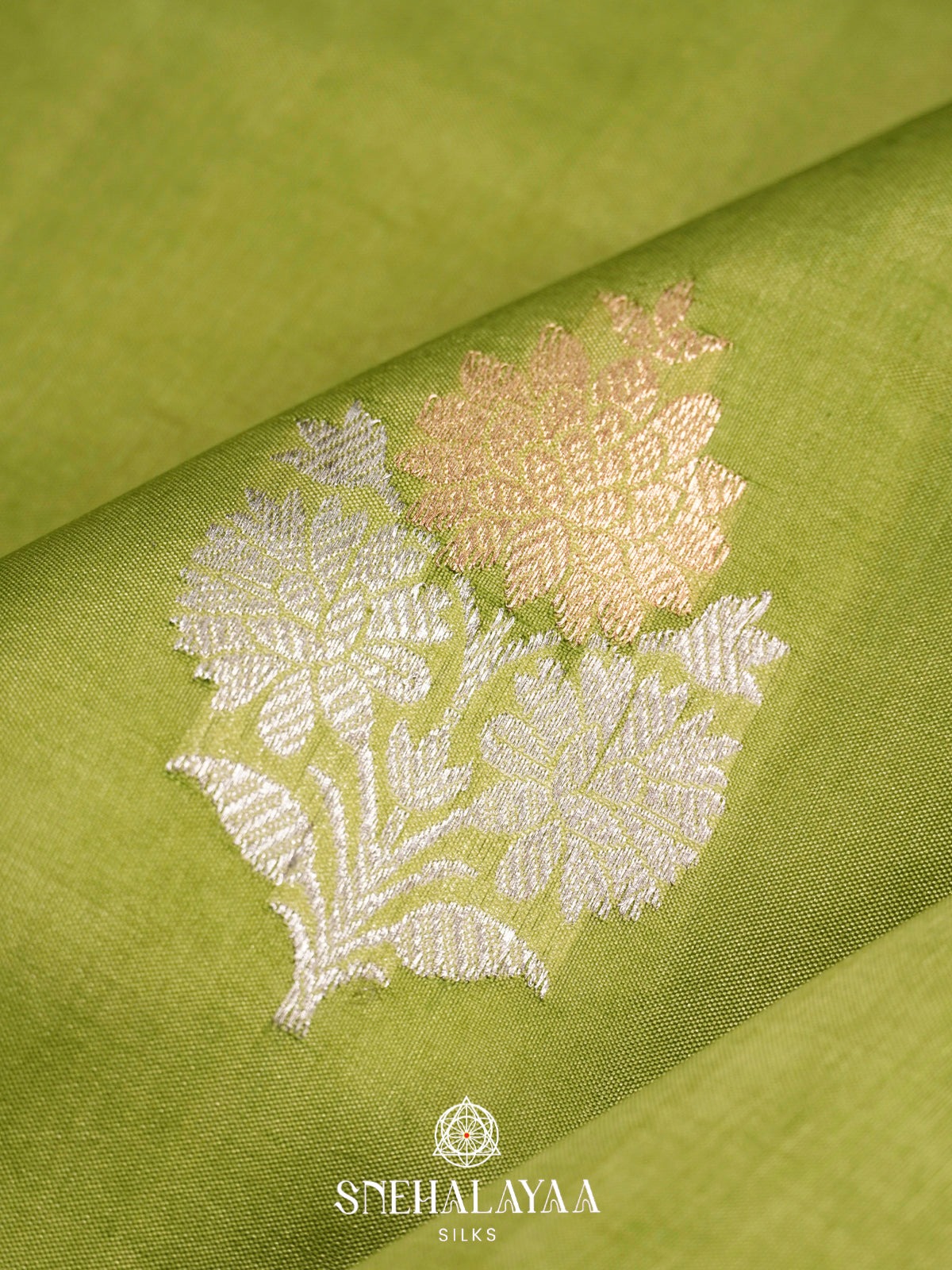 Pista Green Raw Silk Saree