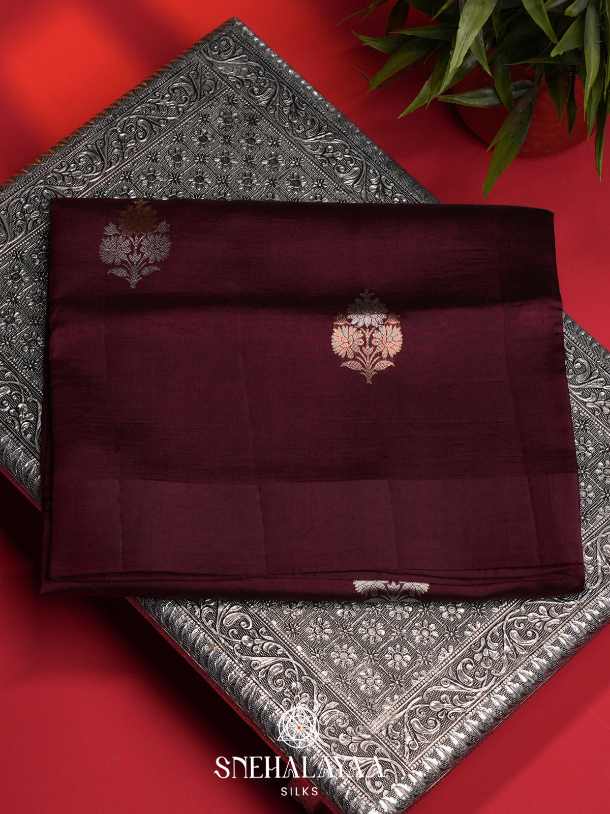 Maroon Raw Silk Saree