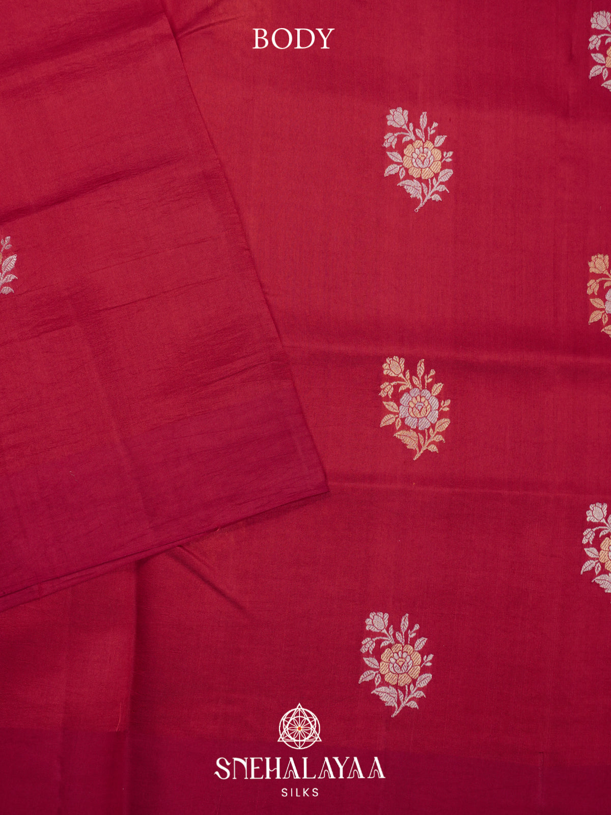 Ruby Red Raw Silk Saree