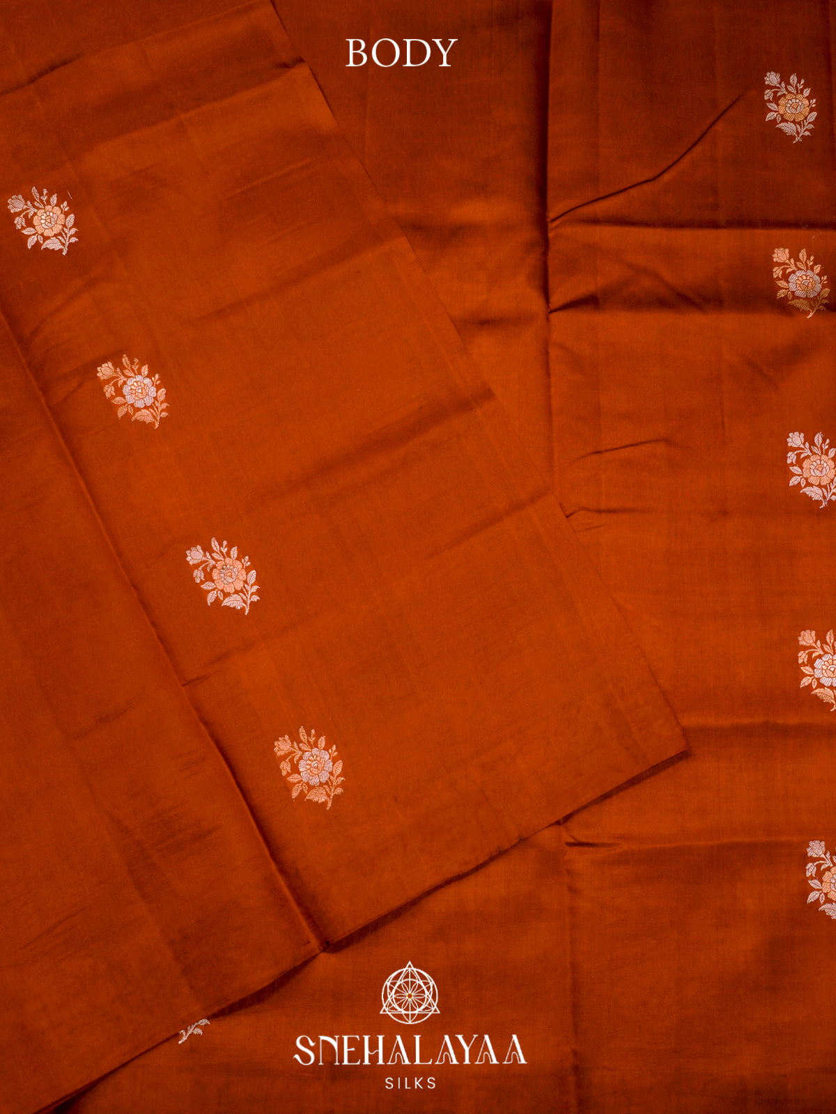 Burnt Orange Raw Silk Saree