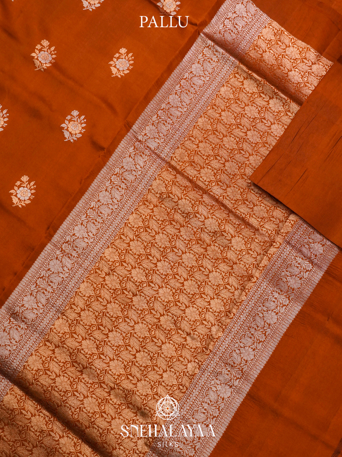 Burnt Orange Raw Silk Saree