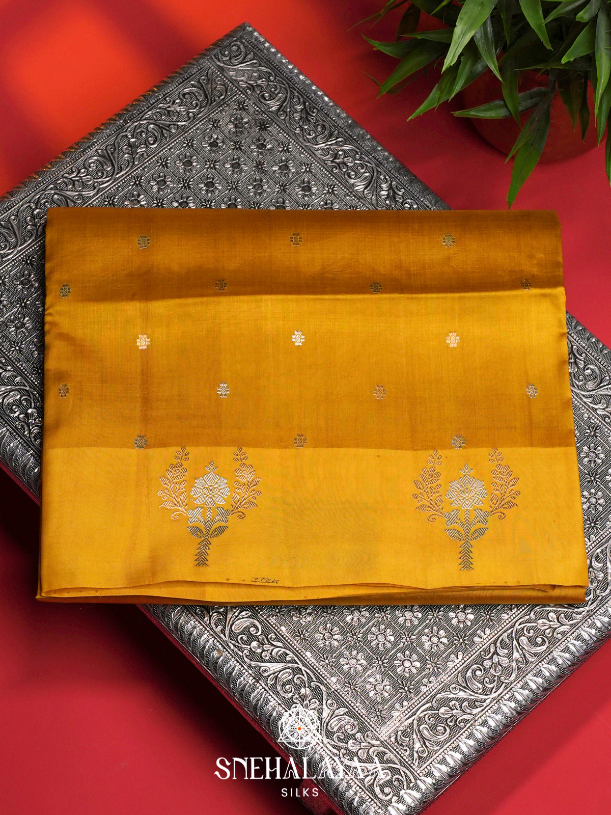 Mango Yellow Raw Silk Saree