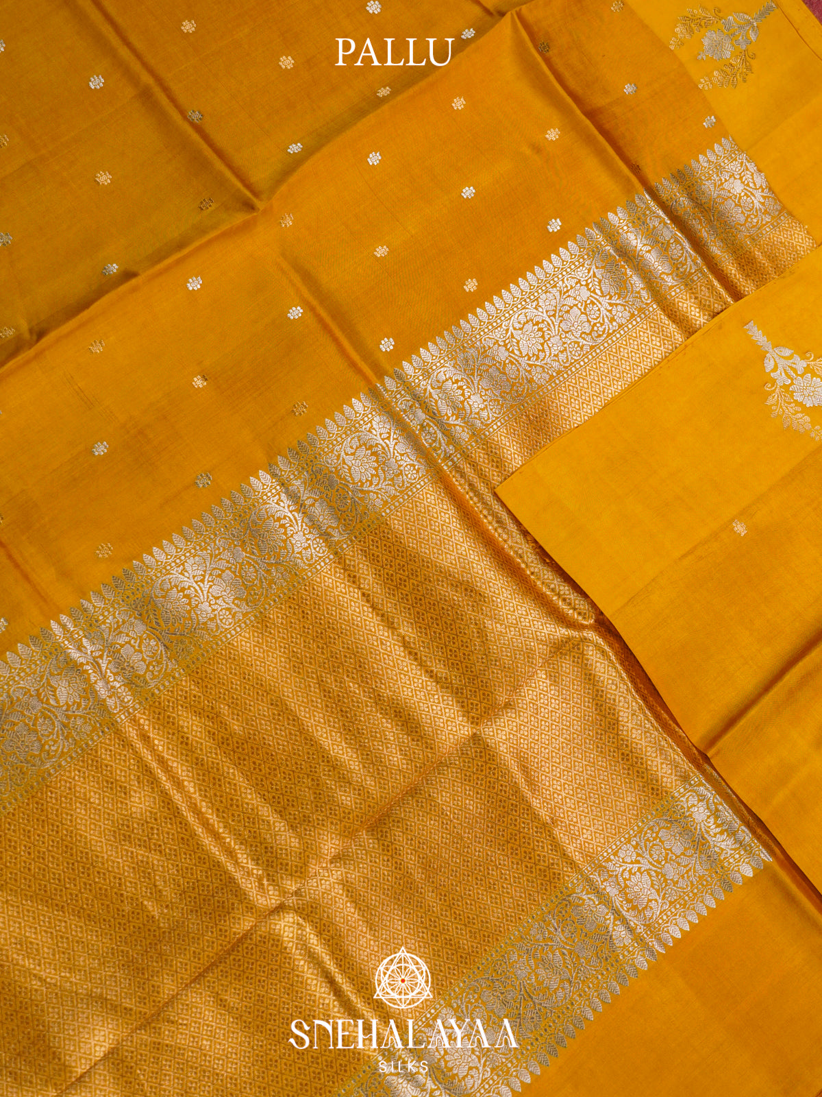 Mango Yellow Raw Silk Saree
