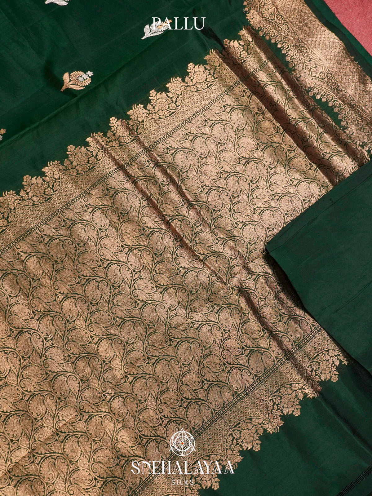 Forest Green Raw Silk Saree