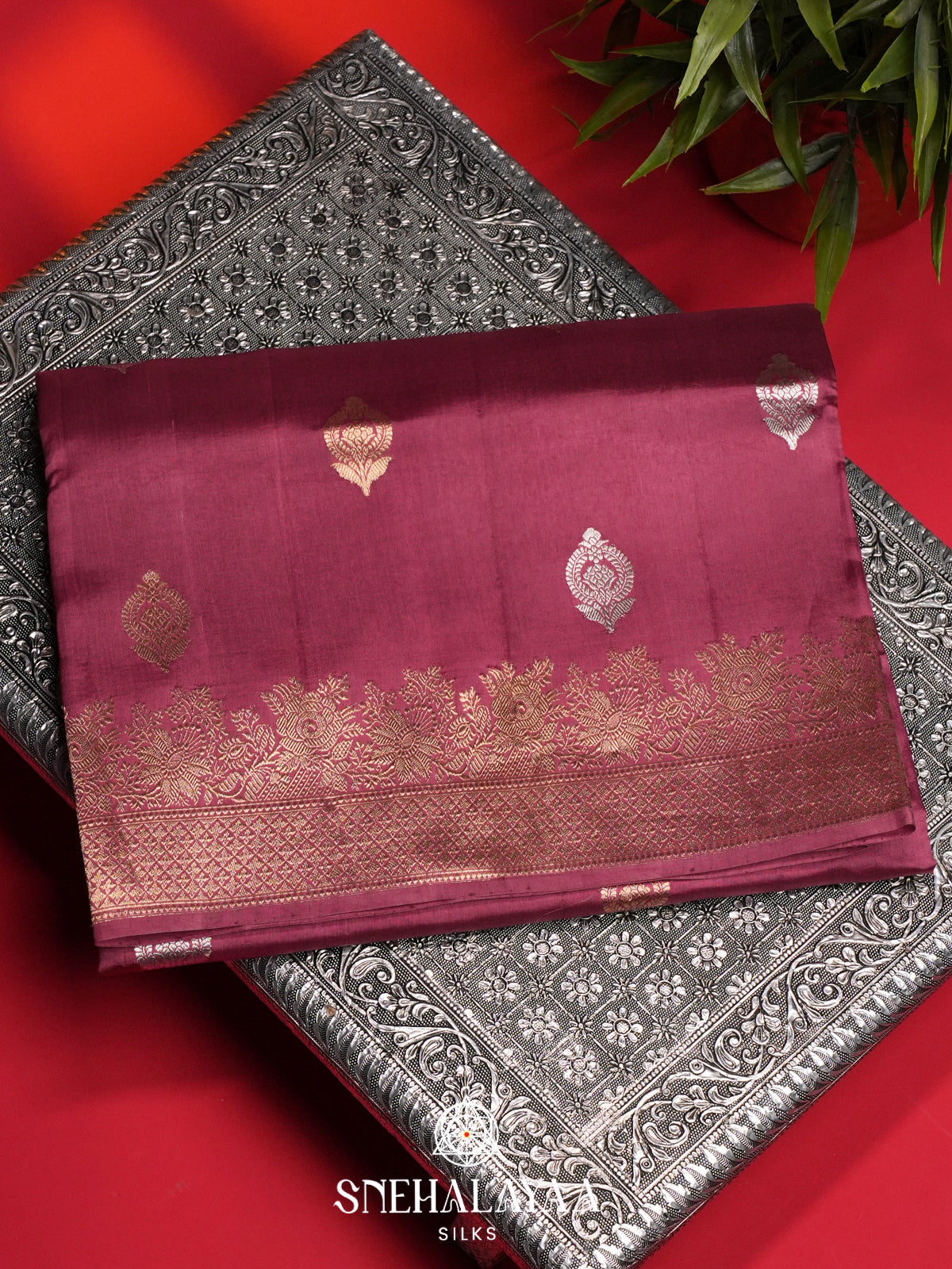 Mauve Raw Silk Saree