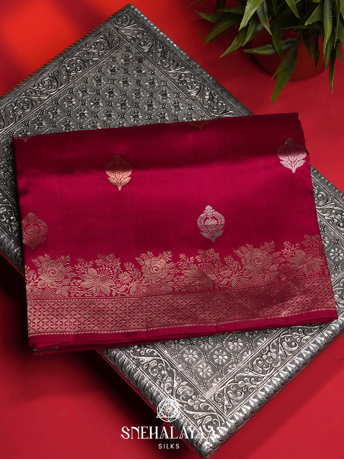Maroon Raw Silk Saree