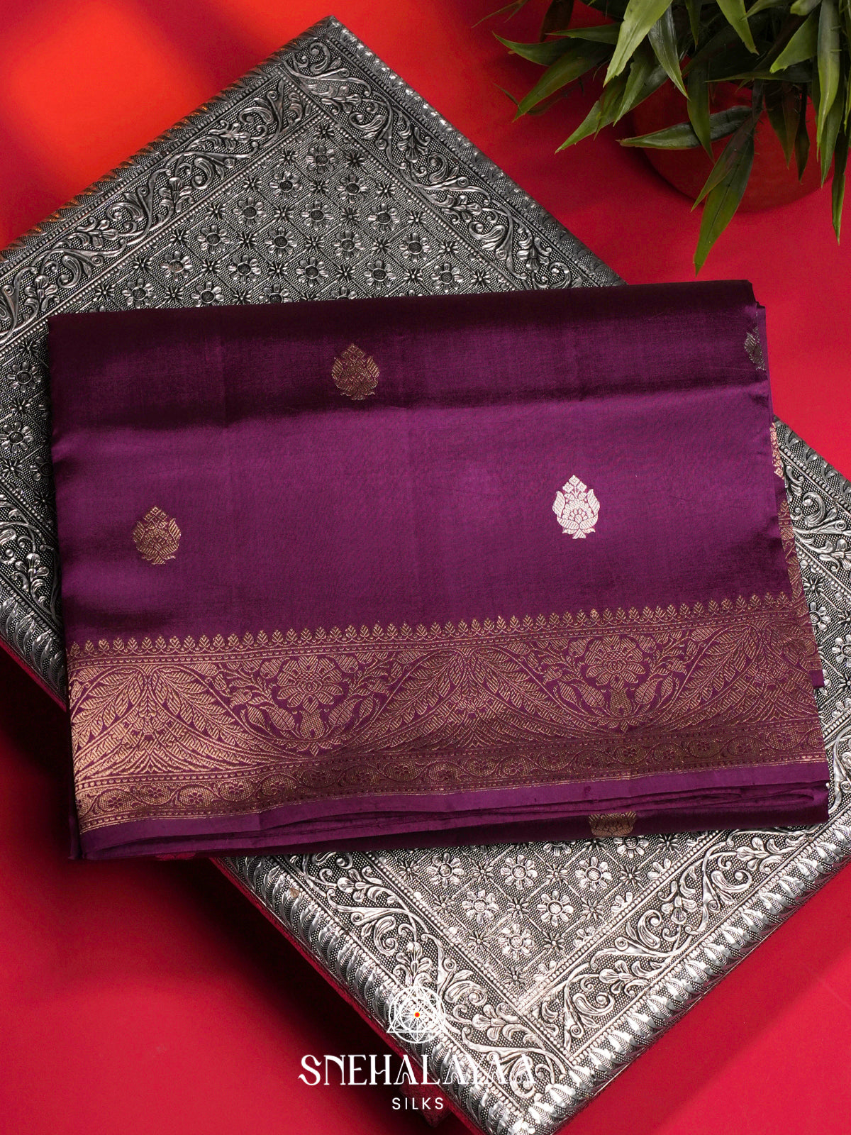 Plum Raw Silk Saree