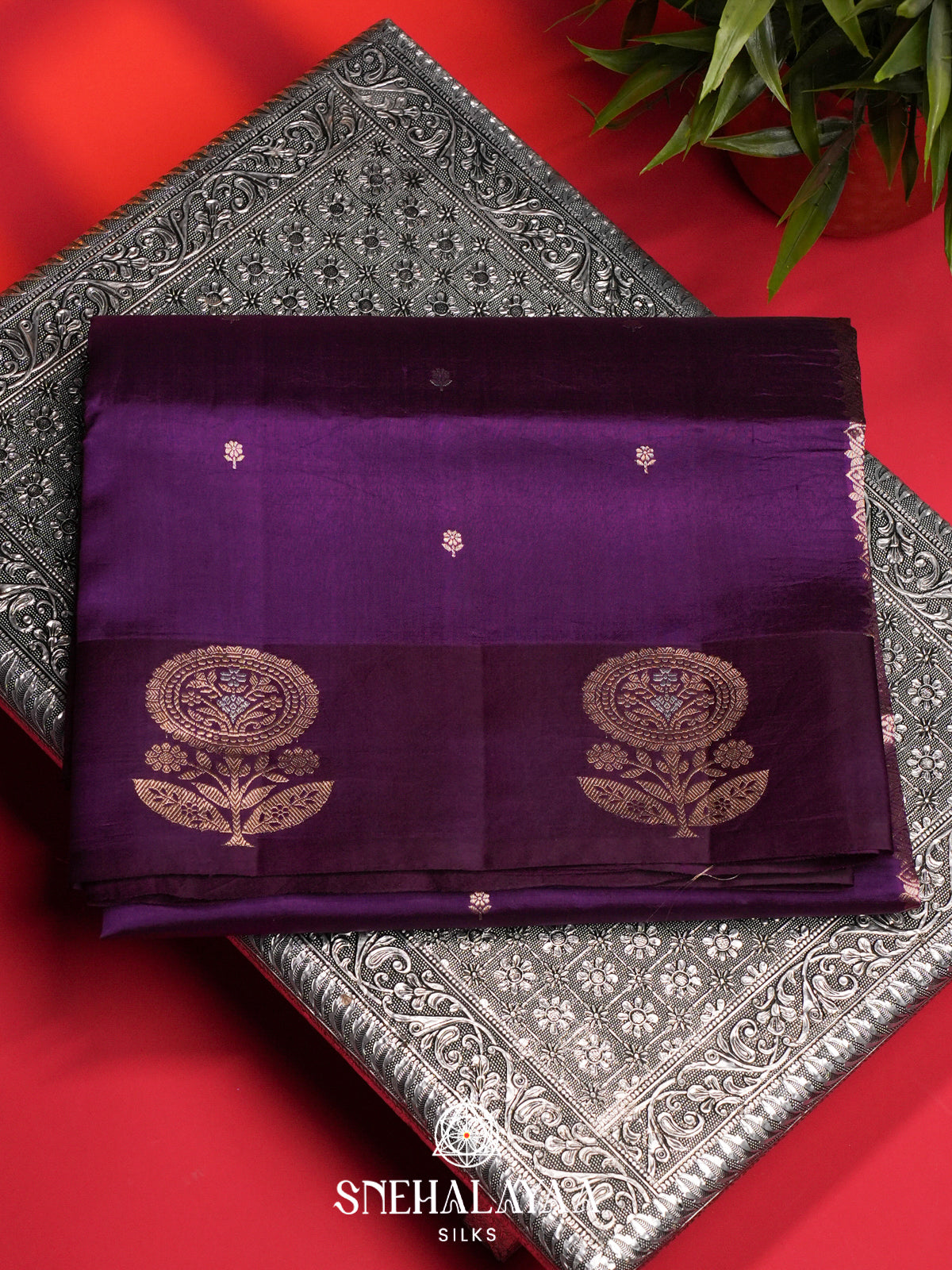 Purple Raw Silk Saree