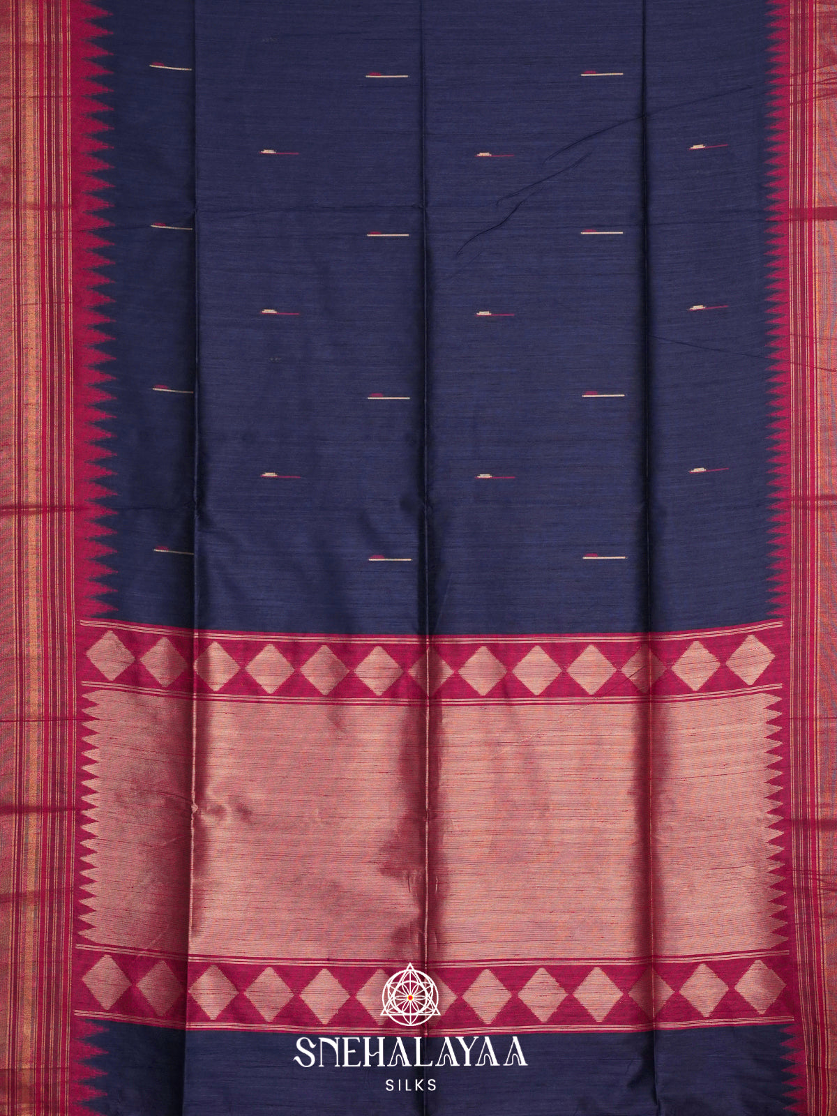 Navy Blue Matka Tussar Saree