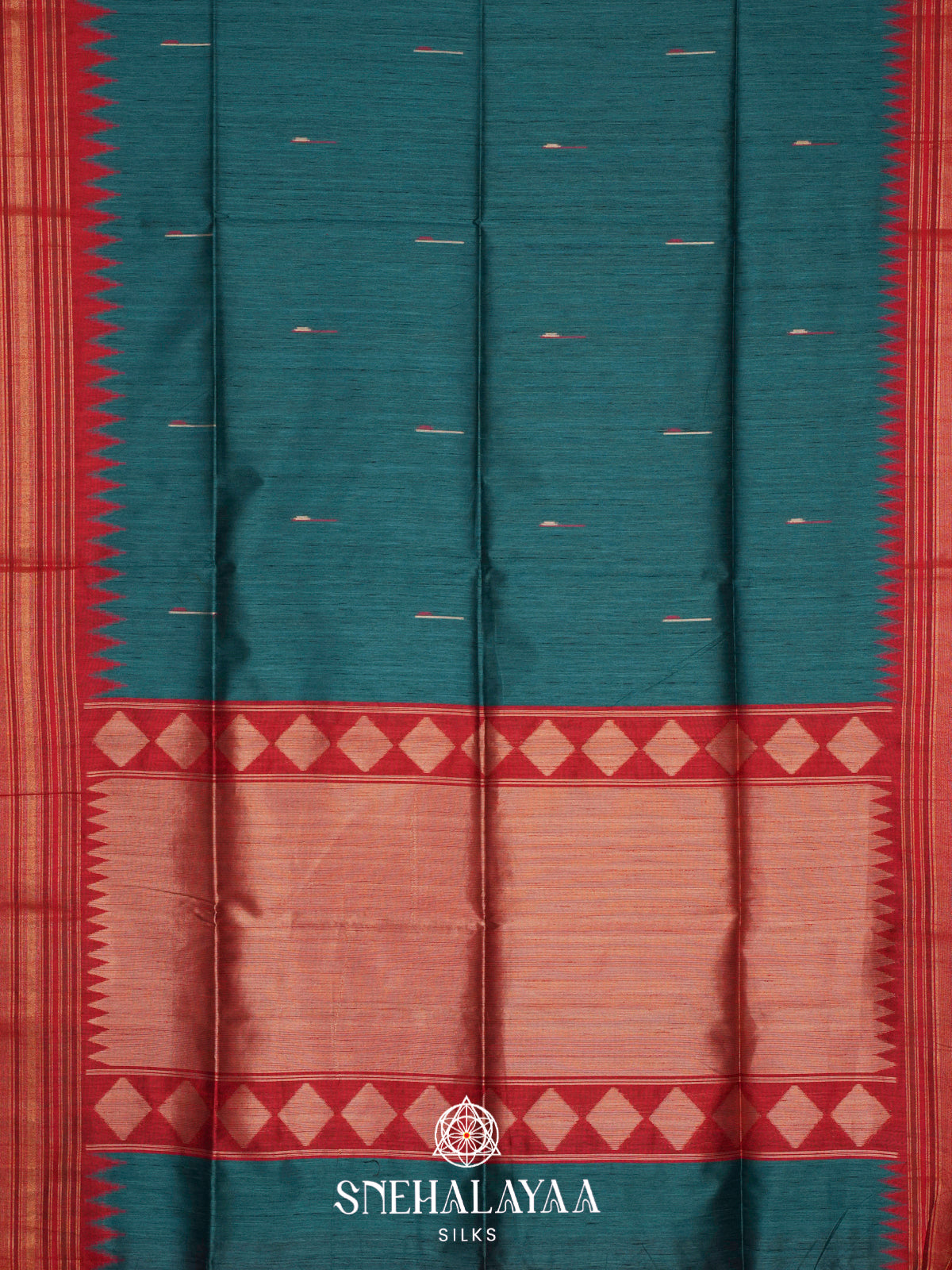Peacock Blue Matka Tussar Saree