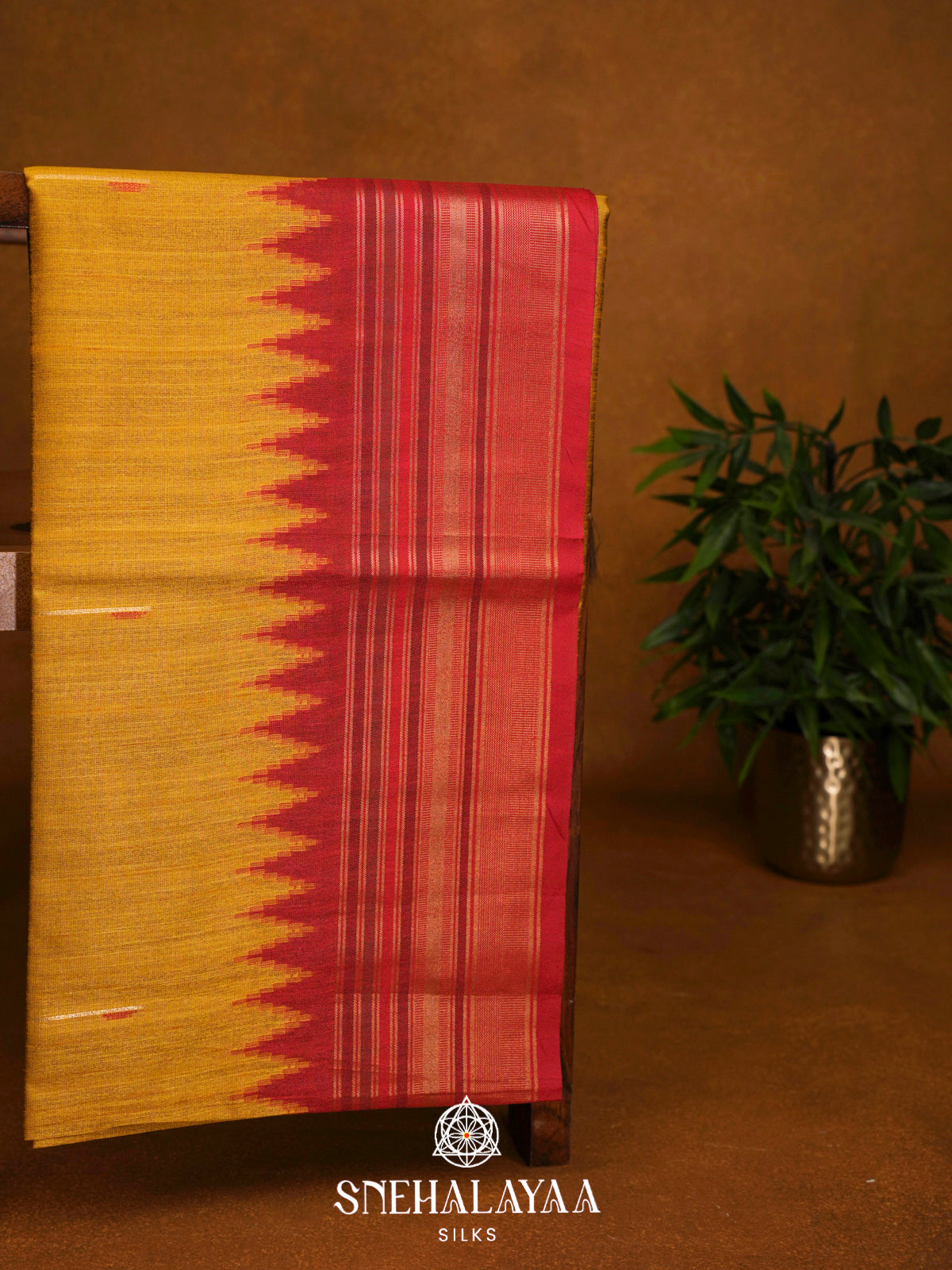 Mustard Yellow Matka Tussar Saree