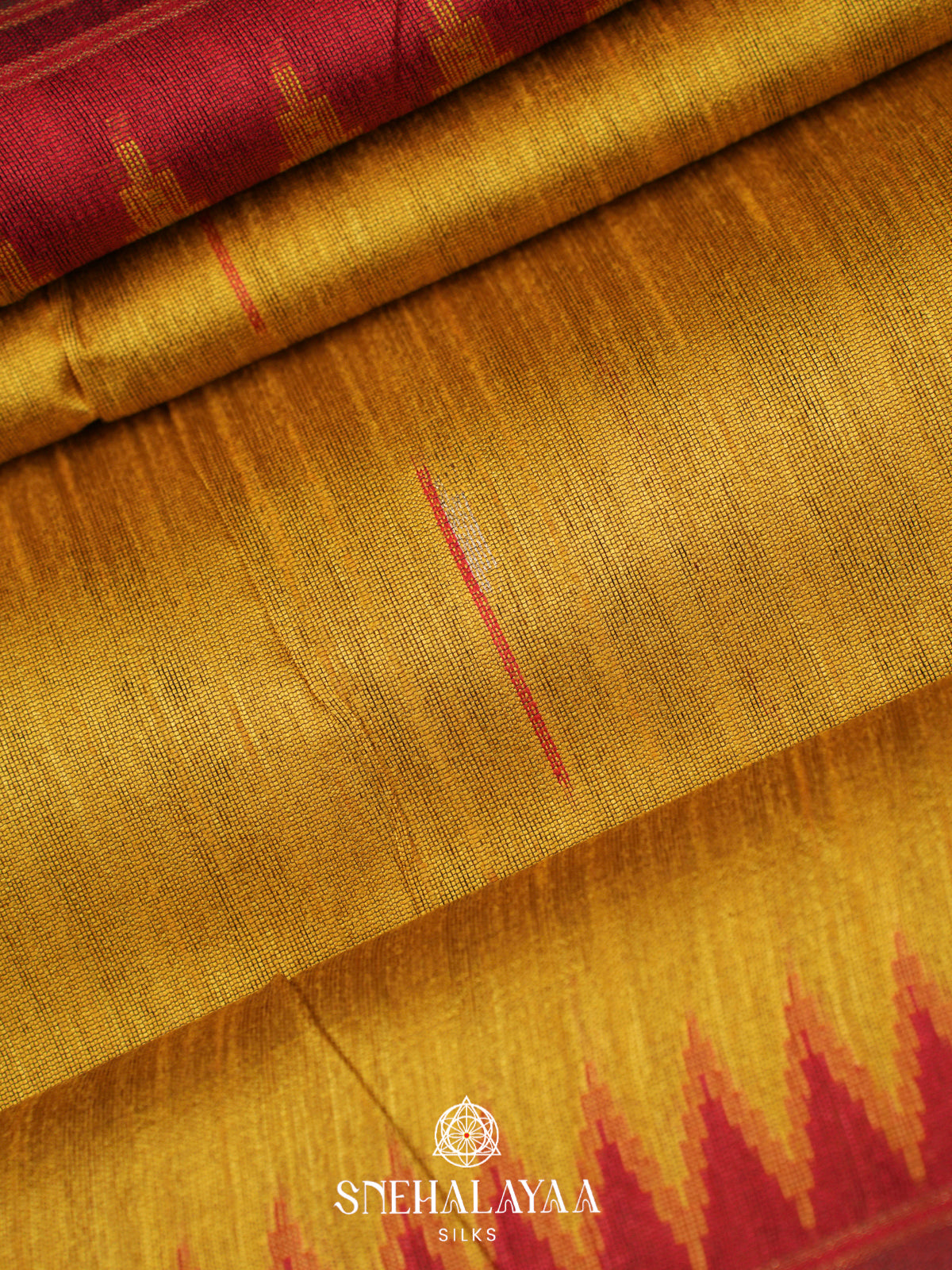 Mustard Yellow Matka Tussar Saree