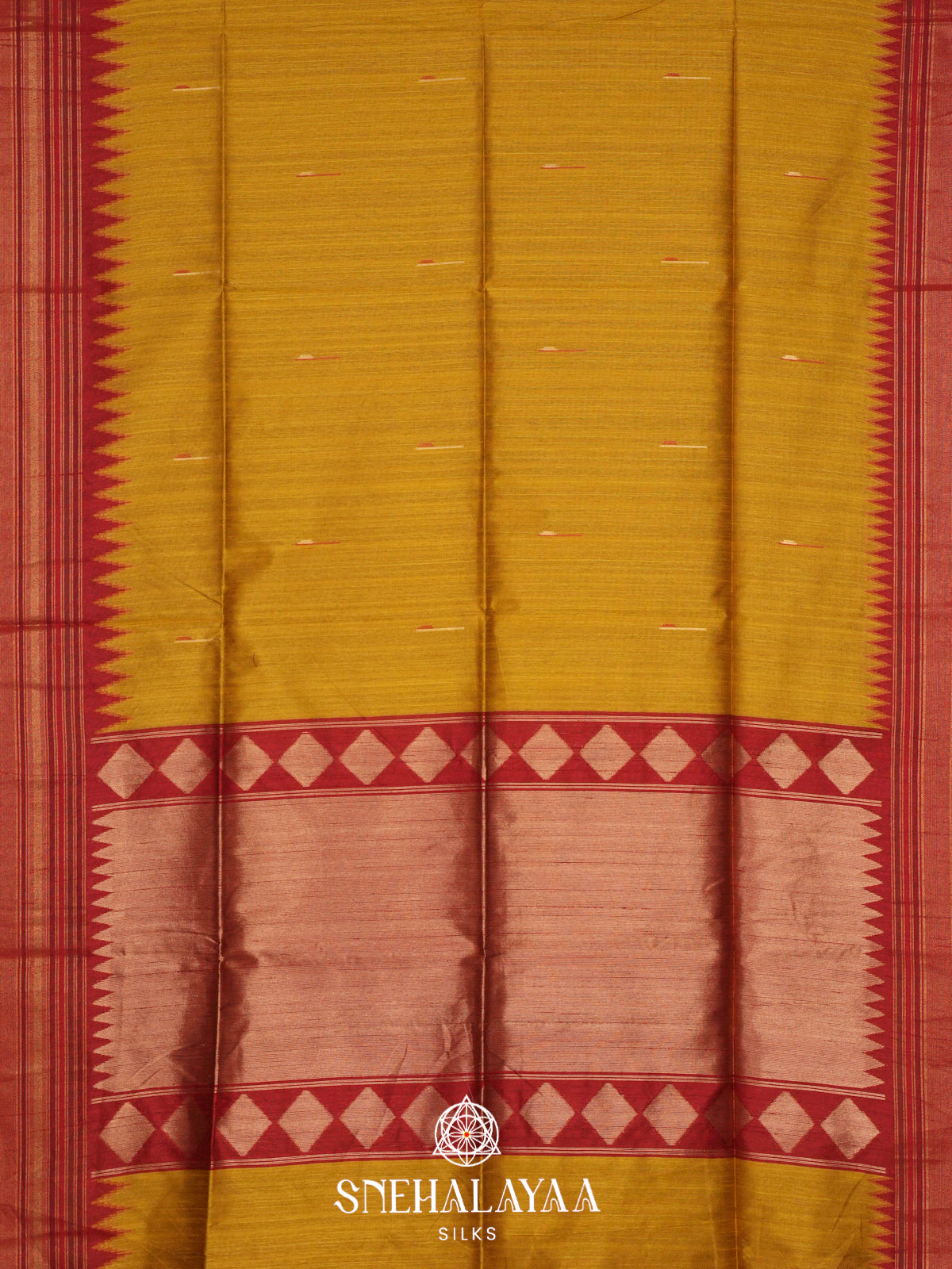 Mustard Yellow Matka Tussar Saree