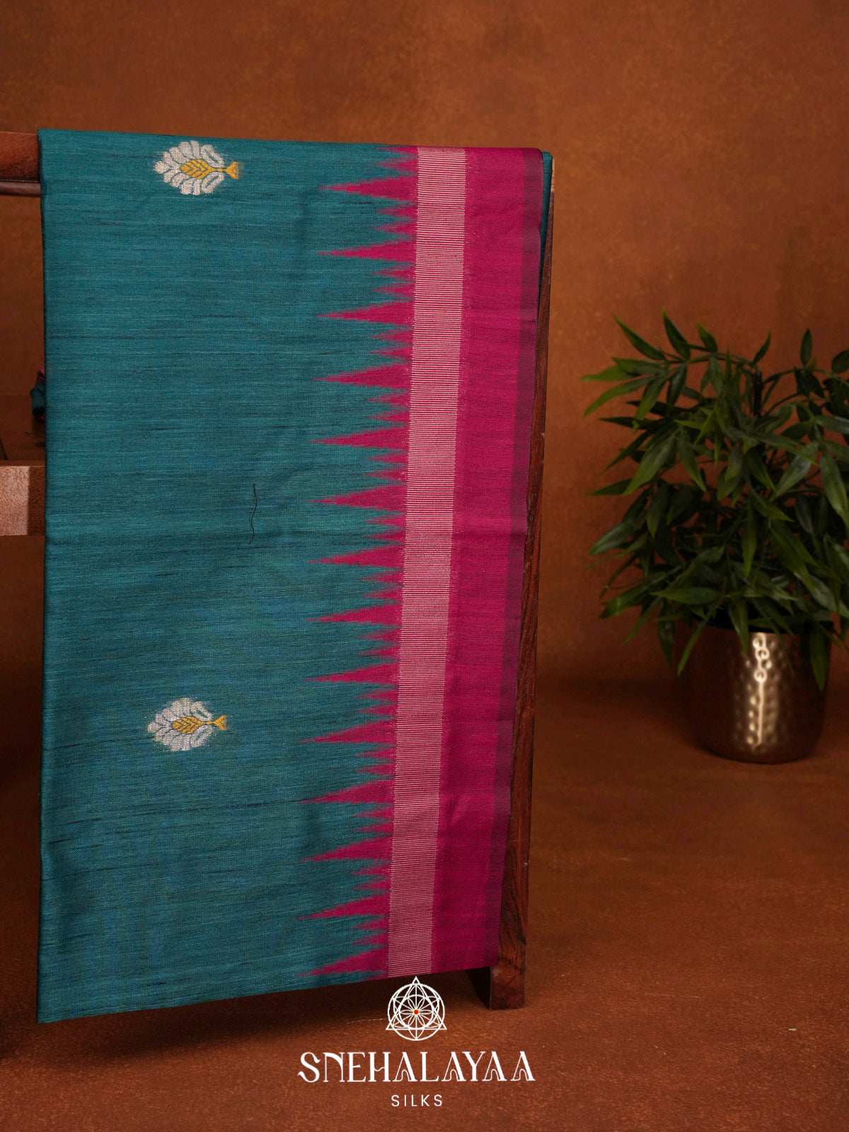 Teal Blue Matka Tussar Saree